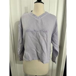Arctic‎ Cat Womens Sweatshirt Large Arcticwear Snowmobile Cropped Purple Top